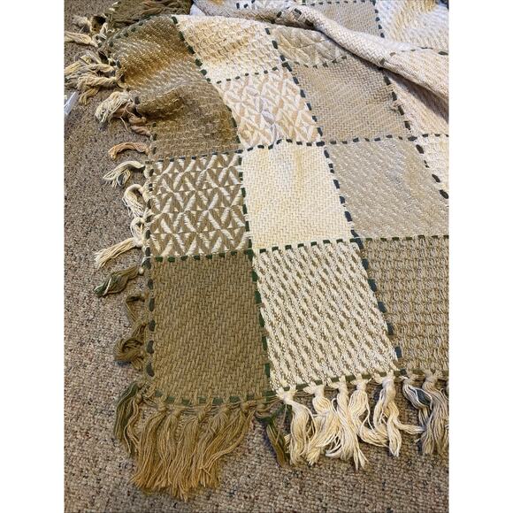 Woven Throw Blanket Fringe Soft Cotton Multicolor Check LoonLake Weaver 43”x53” - Picture 6 of 6